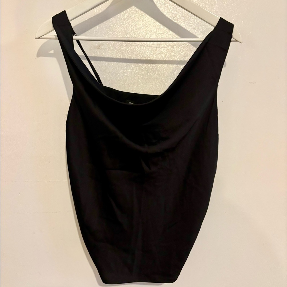Abercrombie Black Satin Style Cowlneck Top